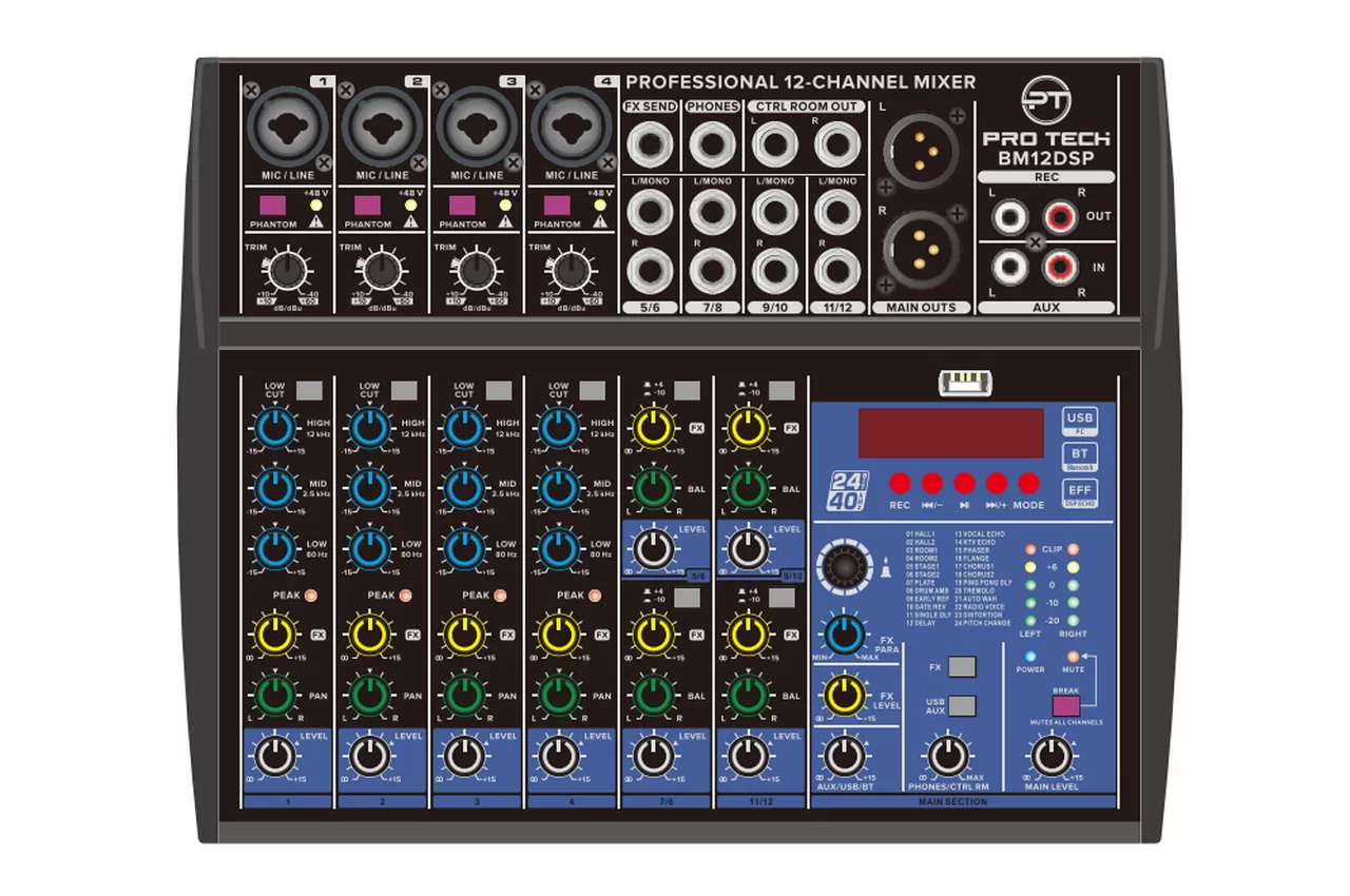 מיקסר פרוטק 4 מונו 4 סטריאו עם REC/USB/BT