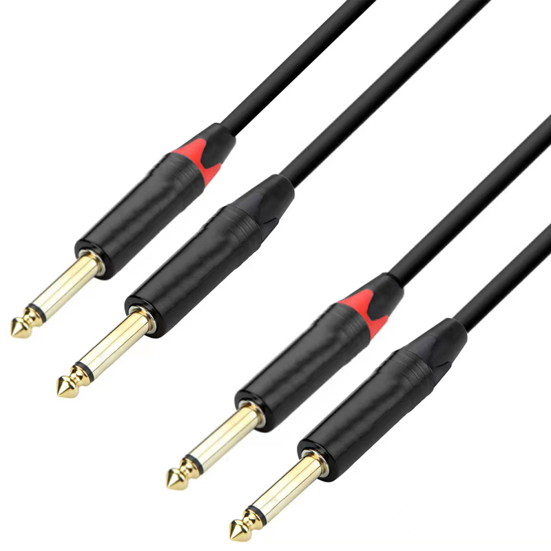 זוג כבלי PL זכר 6.3mm באורך 3מ' מחברי זהב תוצרת ABC CABLS