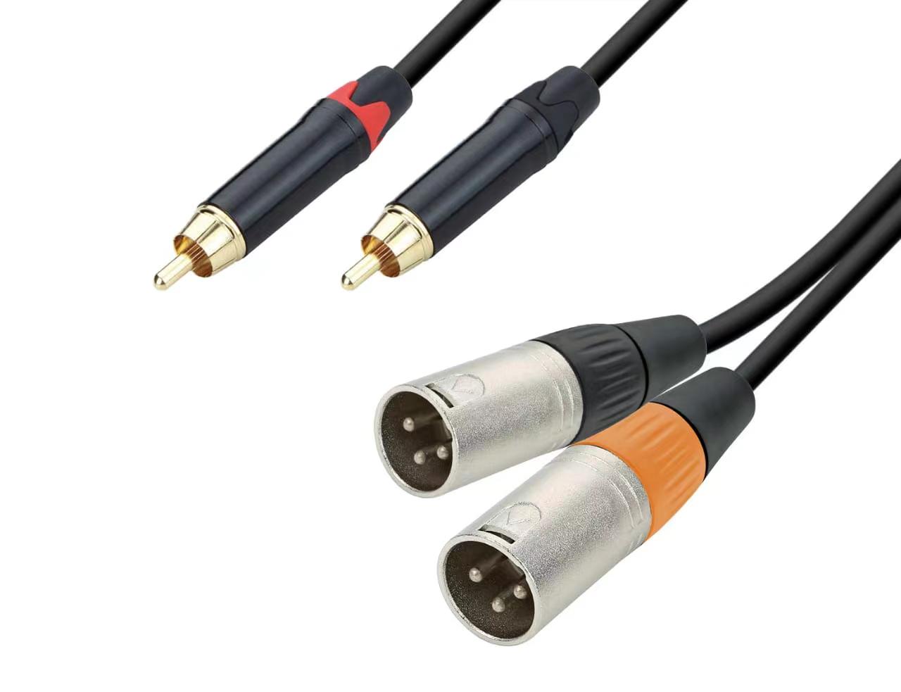 כבל XLR*2 לRCA*2 באורך 3מ' מחברים מוזהבים ABC CABLS
