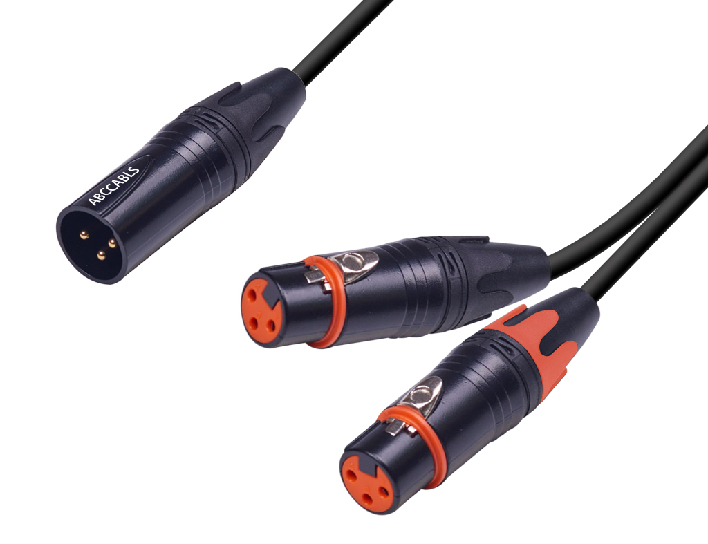 כבל מפצל XLR זכר ל2 נקבות Y-SPLIT באורך 1מ&rsquo; ABC CABLS