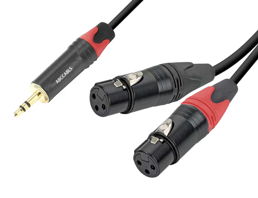 כבל 2-XLR נקבה לPL 3.5 באורך 3מ&rsquo; עם מחברי זהב ABC CABLS